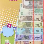 1-2-5-10-20-50-100-200-500 Rupees original currency note combo matching your birthdate with birthday cover