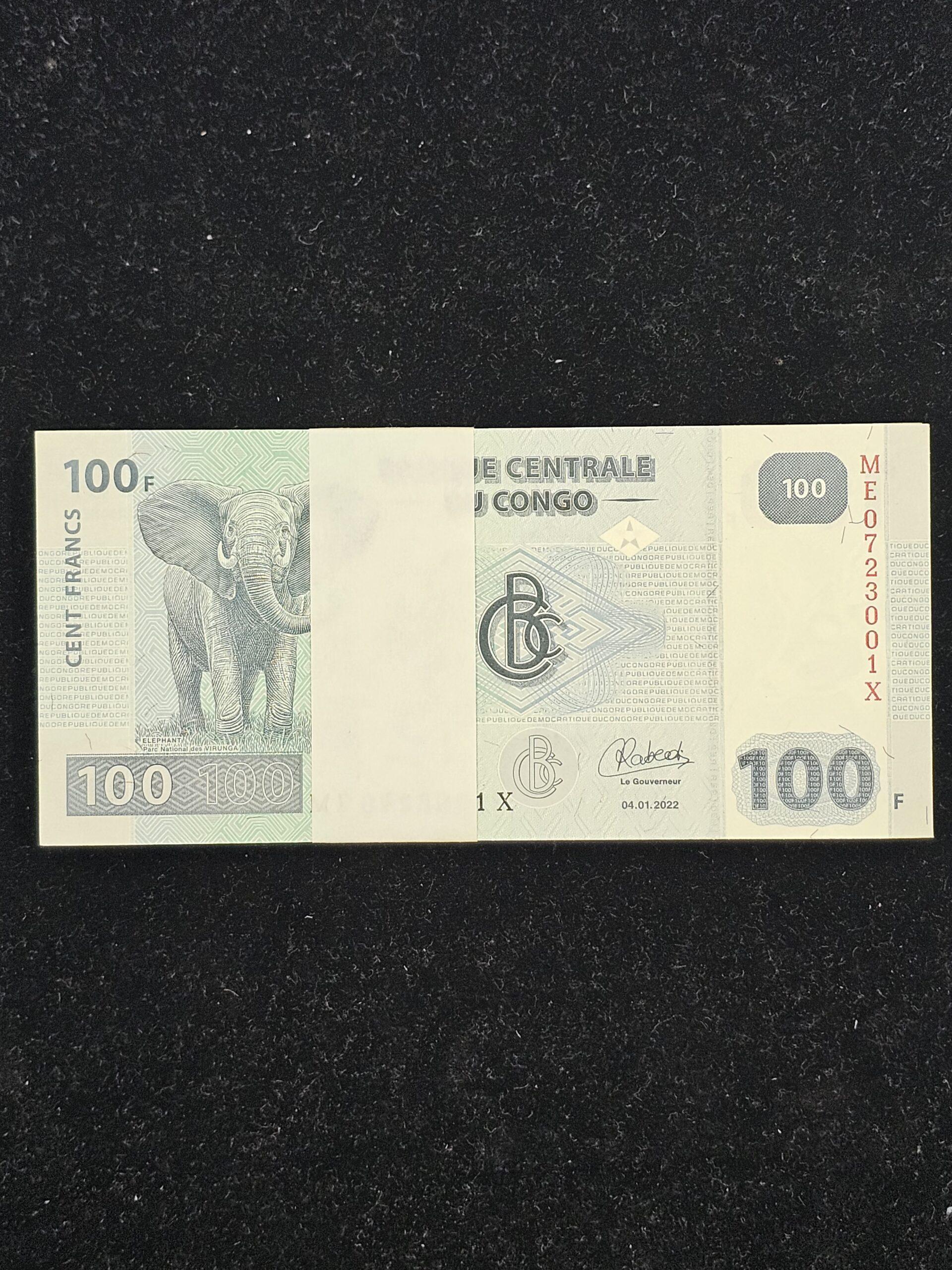 Congo 100 Francs Gem UNC 100 banknote serial bundle