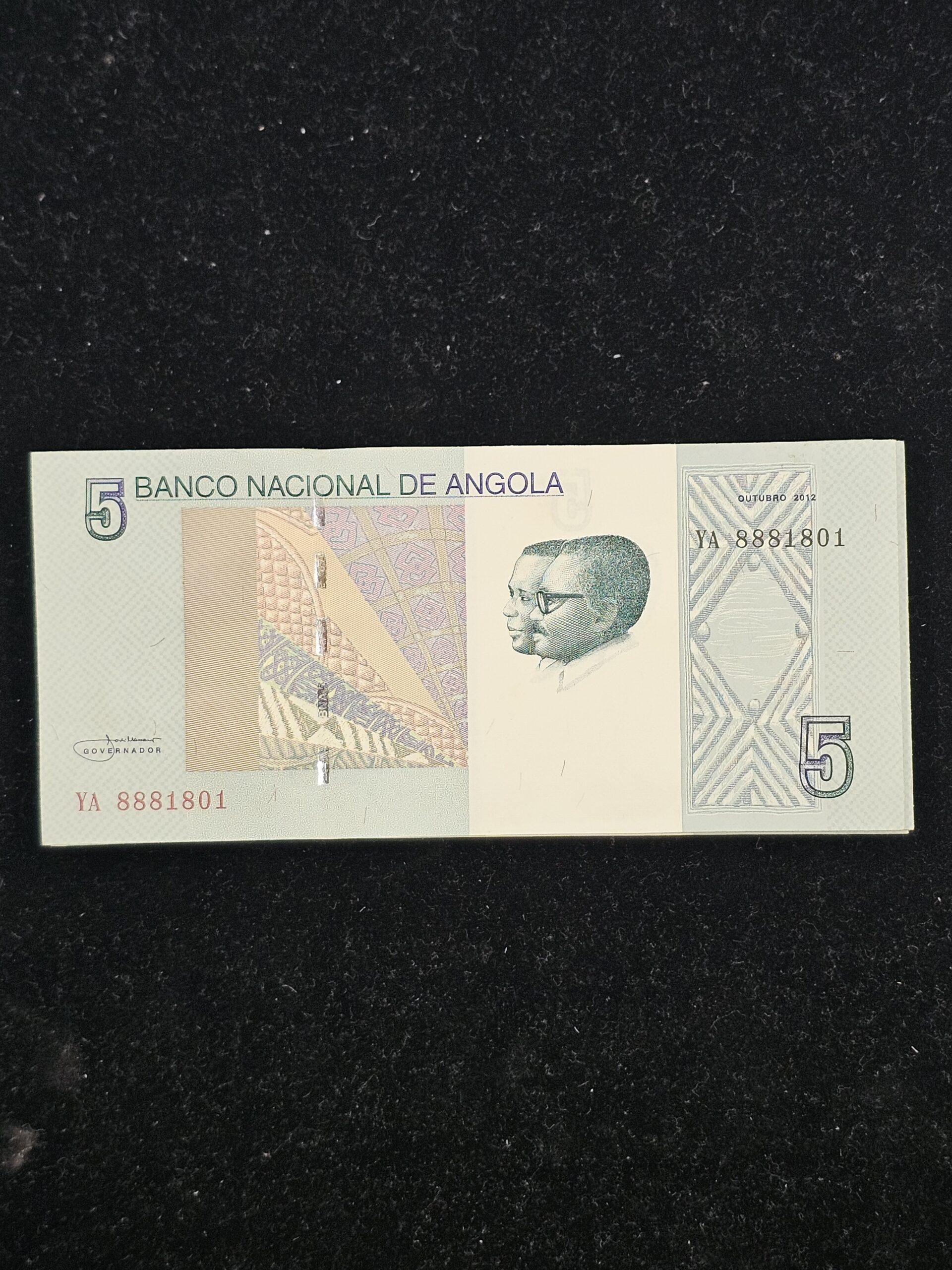 Angola 5 kwanzas Gem UNC 100 banknote serial bundle