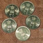 5 Rupees Mysore University Gem UNC Bombay Mint 5 Coins