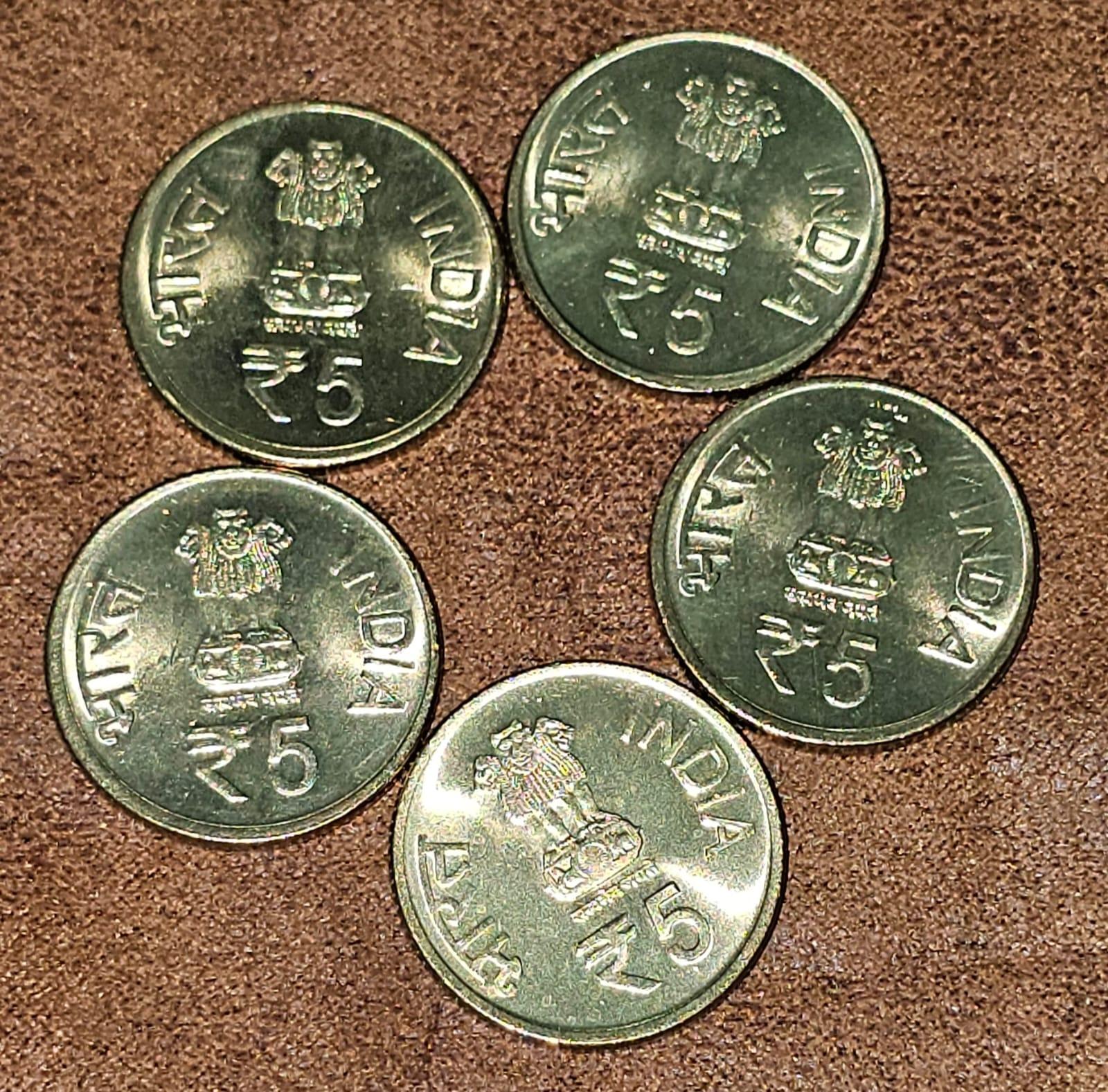 5 Rupees Mysore University Gem UNC Bombay Mint 5 Coins