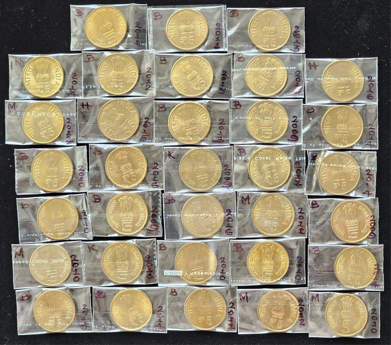 5 Rupees Commemorative set of 33 Gem UNC Coins