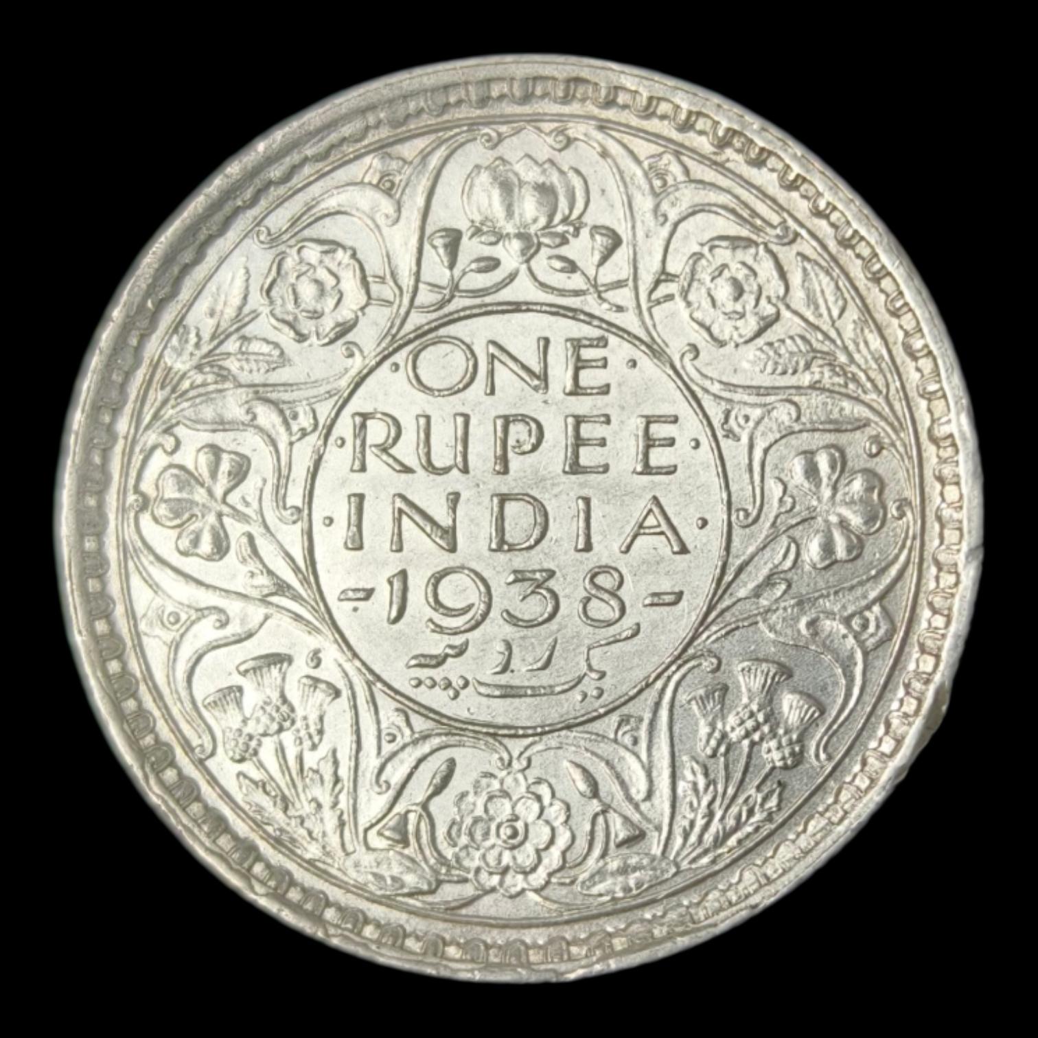 1 Rupees 1938 Rare George VI King Emperor UNC Coin