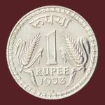 1 Rupees 1973 Bombay Mint Proof Rare Coin