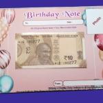 10 Rupees Currency Note with your birth-date and photo in a card packing