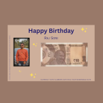 10 Rupees Currency Note with your birth-date and photo in a card packing