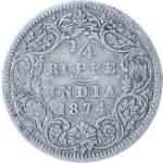 1/4 Rupees Victoria Queen 1874