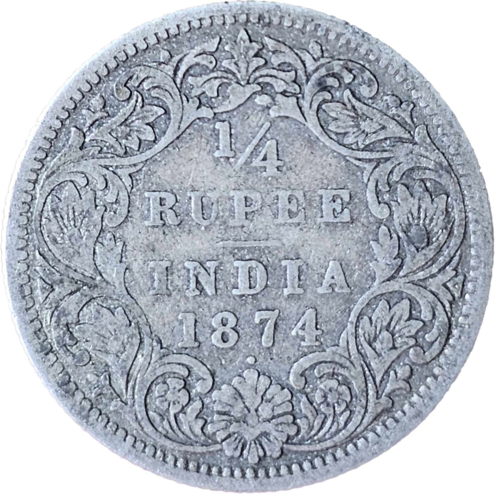 1/4 Rupees Victoria Queen 1874