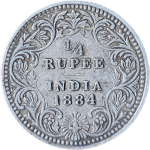 1/4 Rupees Victoria Empress 1884