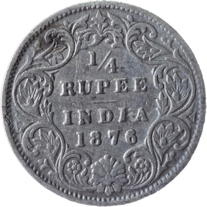 1/4 Rupees Victoria Queen 1876