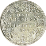 Rare Victoria Empress One Rupee 1897 Silver Coin