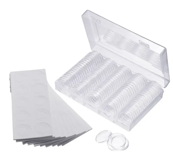 120PCS 19/20/22.5/25/27/30mm Clear Round Capsules With Storage Box