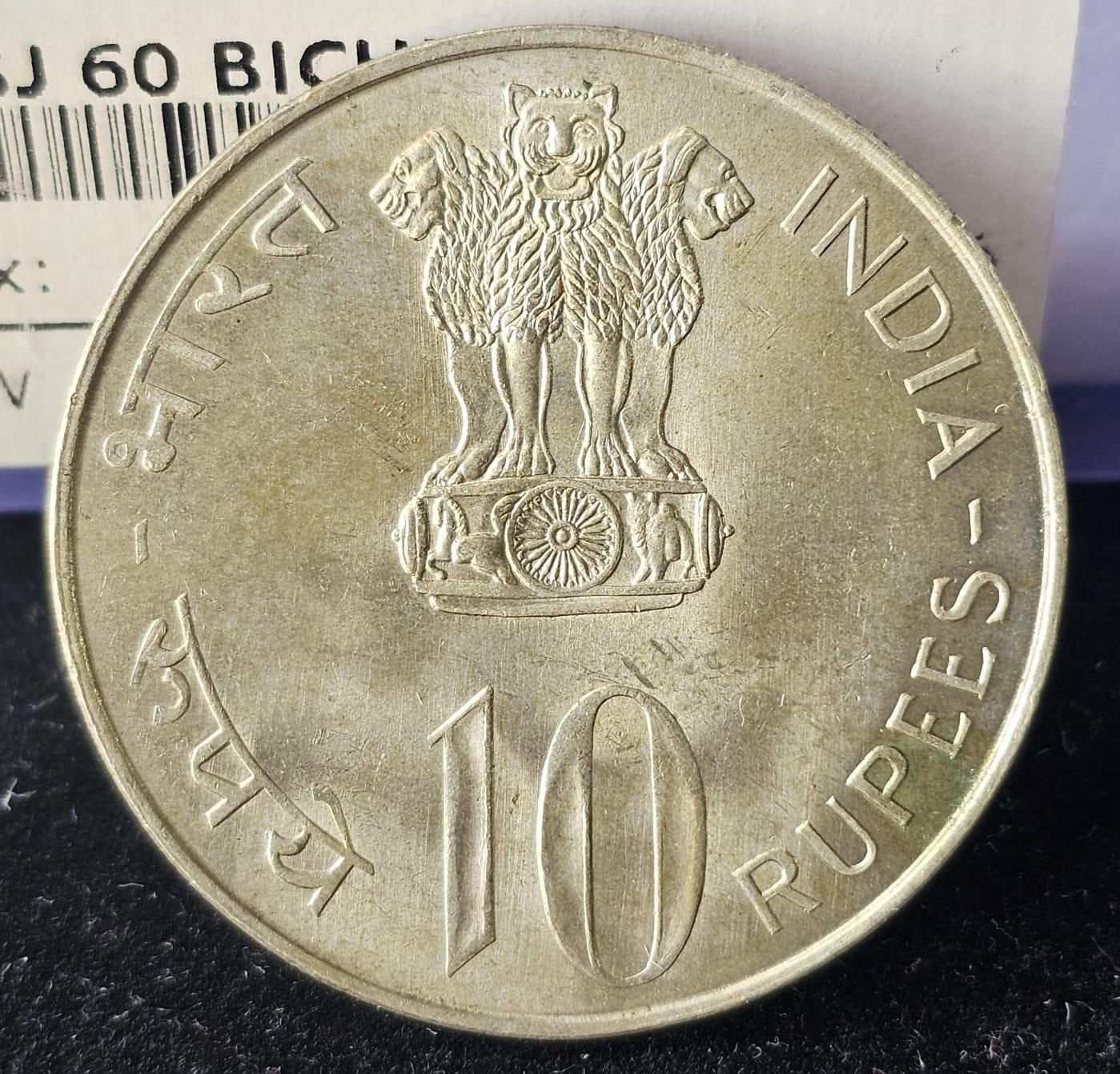 Scarce 10 Rupees independence kolkata Mint Silver Coin