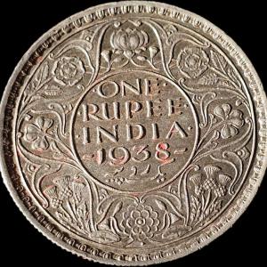Rare George VI One Rupee 1938 Silver Coin