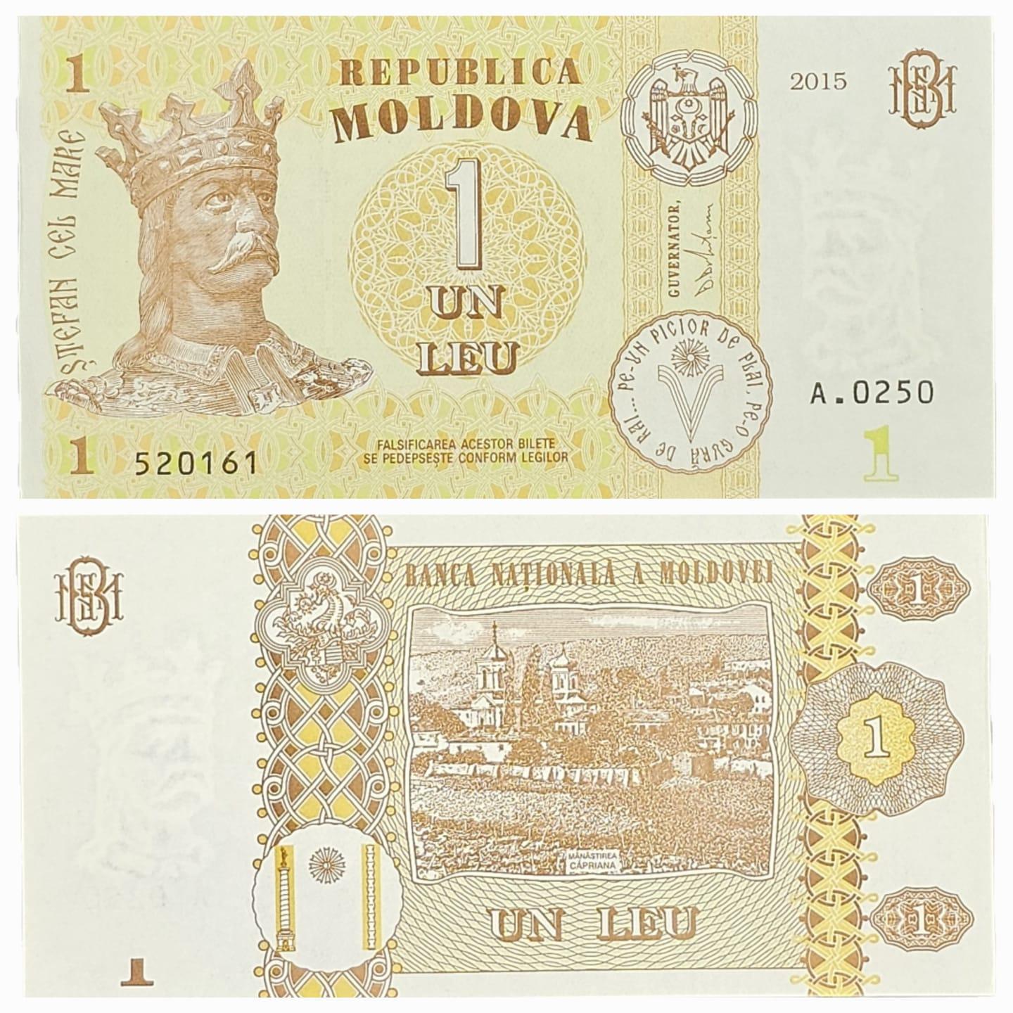 Moldova 1 Leu Banknote in Gem BUNC Condition SKU: FLN94