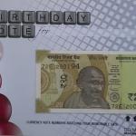 20 Rupees currency note matching your birthdate with birthday cover