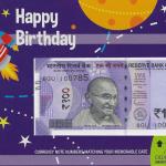 100 Rupees currency note matching your birthdate with birthday cover