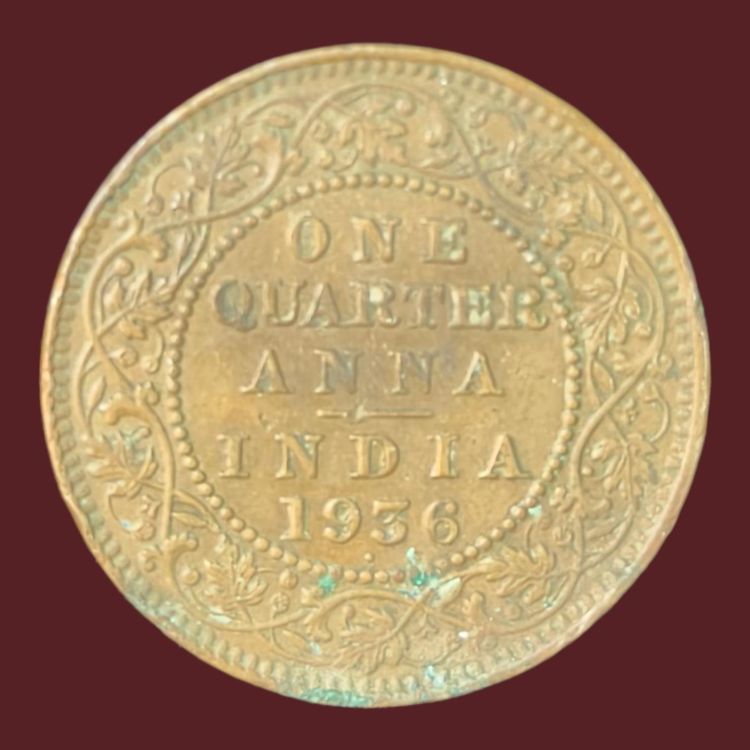 One Quarter Anna 1936 Coin