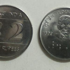 2 Rupee - Louis Braille- 1 No - UNC