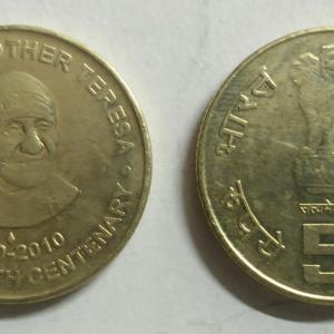 5 Rupee - Mother Teresa- 1 No - UNC