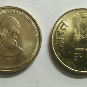 5 Rupee - 175th Birth Anniversary Jamshedji Nusserwanji Tata ji Nusserwanji Tata (1839-2014)- 1 No - UNC