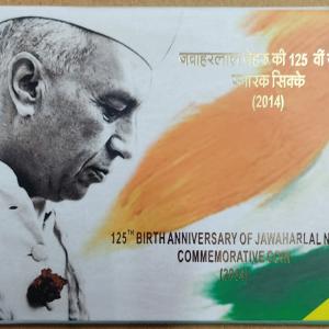 125th Birth Anniv.of Jawaharlal Nehru Rs.125 Rs.5 (Proof Set)