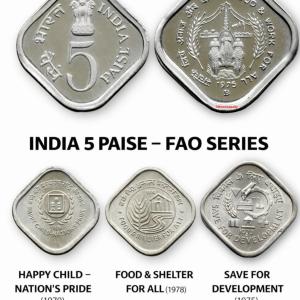 5 PAISE COMMEMORATIVE SET OF 4 UNC COINS