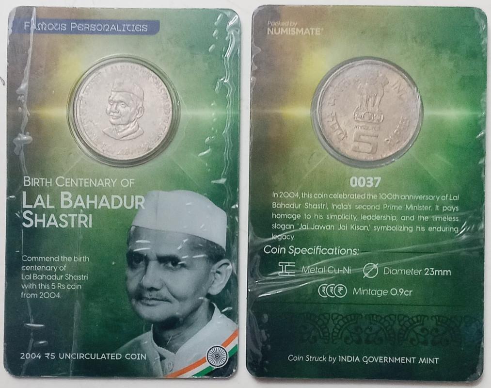 Brith Centenary Of Lal Bahadur Shastri ATM card Rs.5 (Pvt)