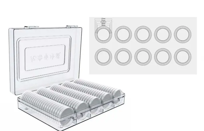 120PCS 19/20/22.5/25/27/30mm Clear Round Capsules With Storage Box