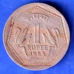 Republic India 1983 BOMBAY Mint One Rupee Coin SK902
