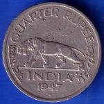 British India 1947 Bombay Mint George vi king quarter rupee coin ANH1352