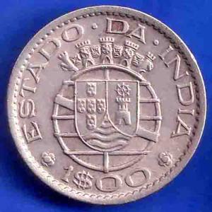 PORTUGUESE INDIA GOA 1 ESCUDO 1959 COIN ANH3401