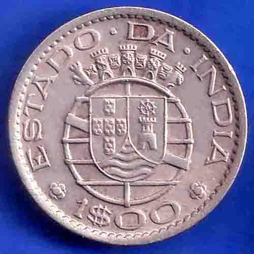 PORTUGUESE INDIA GOA 1 ESCUDO 1959 COIN ANH3401