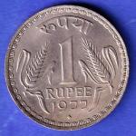 Republic India 1977 One Rupee bombay mint Coin HSK851