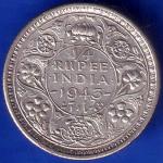 British India 1943 George Vi King Quarter Rupee Coin ANH1366