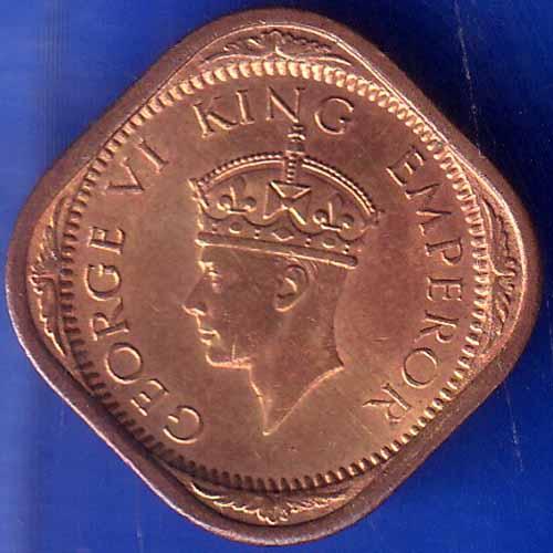 British India 1942 George VI King Half Anna Coin ANH1762