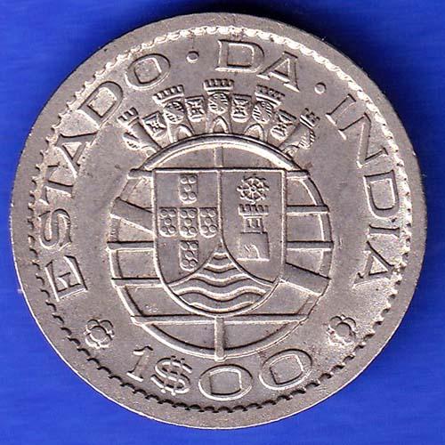 PORTUGUESE INDIA GOA 1 ESCUDO 1959 COIN ANH3212