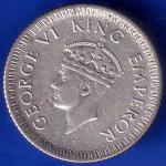 British India 1943 George Vi King Quarter Rupee Coin ANH1366