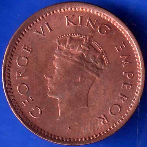 BRITISH INDIA 1939 GORGE V KING  HALF PICE COPPER COIN ANH1462