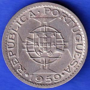 PORTUGUESE INDIA GOA 1 ESCUDO 1959 COIN ANH3212