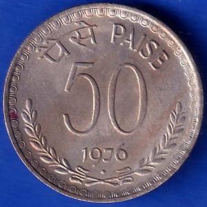 1976 Bombay Mint Republic India 50 Paise Coin ANH711
