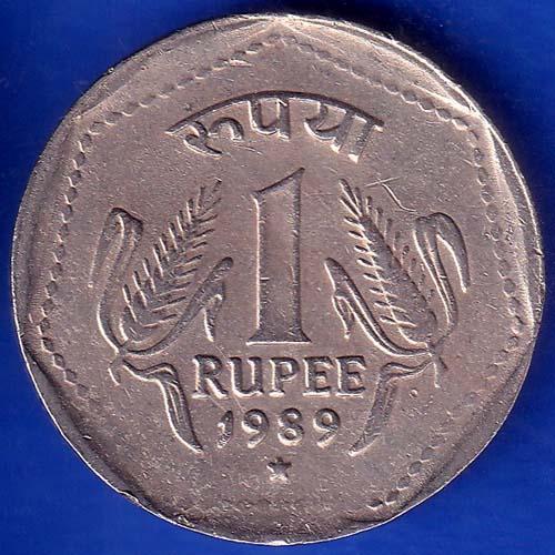 Republic India 1989 Hyderabad Mint One Rupee Coin ANH664