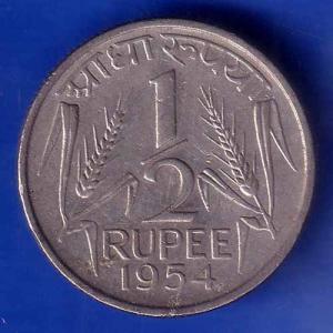 Government of India 1954 half Rupee Coin ANH3061