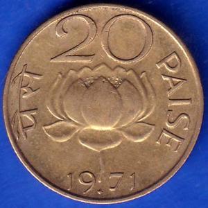 Republic India 1971 Bombay MInt 20 Paise Coin ANH263