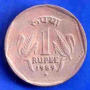 Republic India 1989 HYDERABAD Mint One Rupee Coin ANH3412