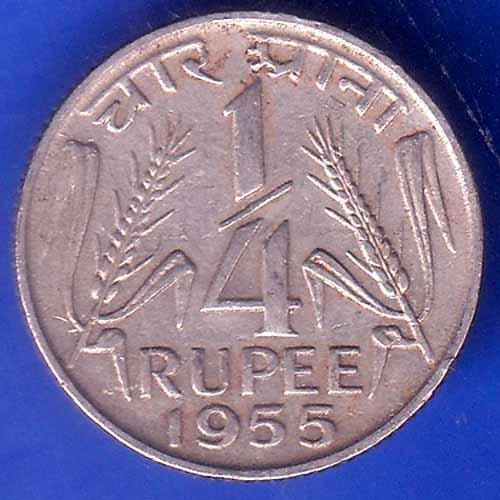 Government Of India 1955 Quarter Rupee kolkata mint Coin ANH3062