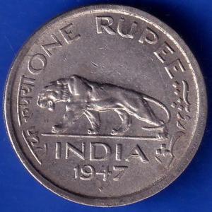 British India 1947 Bombay Mint George Vi King One Rupee Coin ANH812