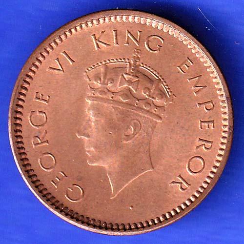 BRITISH INDIA 1940 1/2 PICE GEORGE VI COPPER COIN HSK416