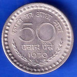 Republic India 1970 bombay MINT 50 Paisa Coin ANH2712
