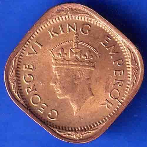 UNC British India 1944 George VI King Half Anna Coin ANH3121